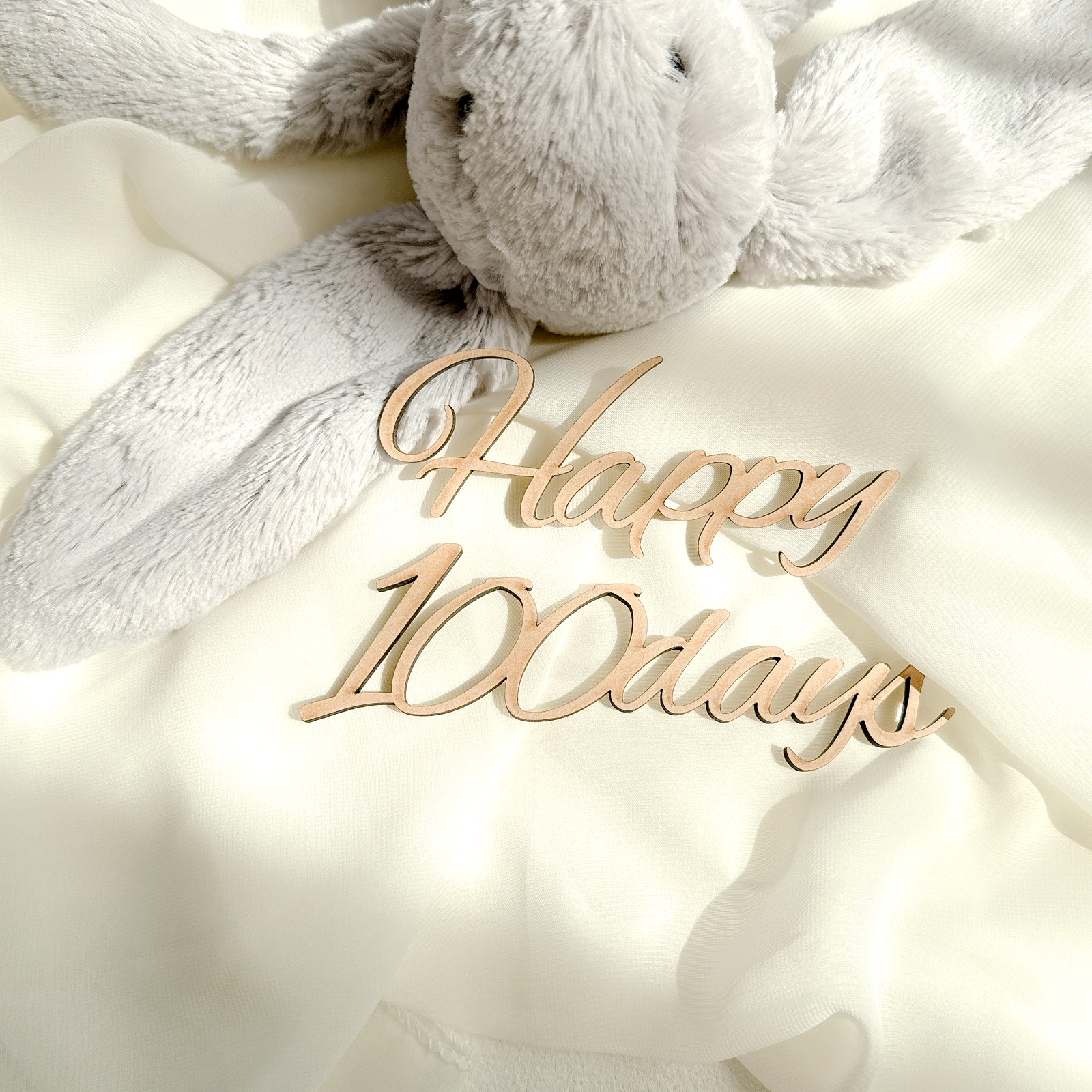 木製 レターバナー Happy100days 100日祝 祝百日 100日 月齢フォト マンスリーフォト